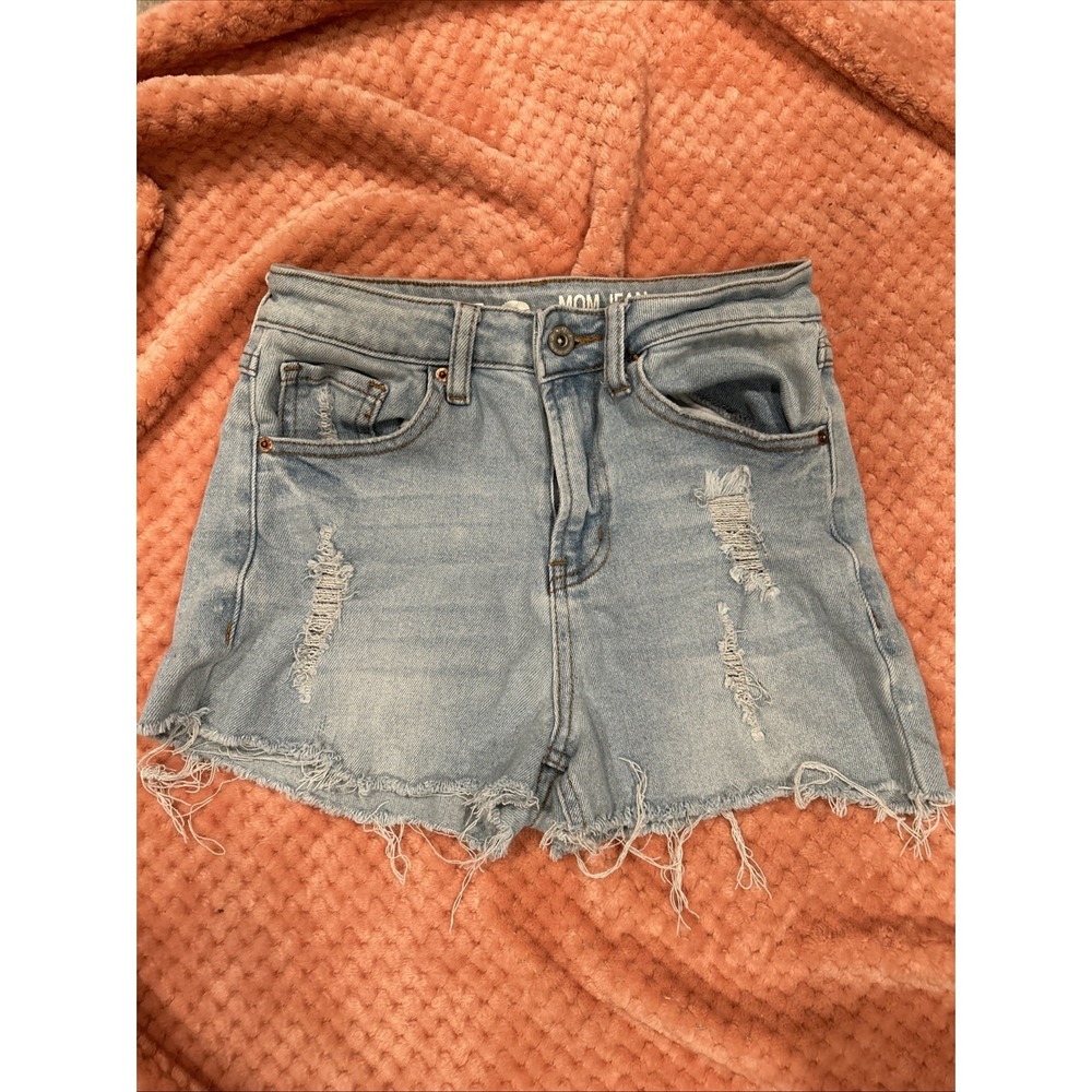 S.O.N.G Mom Jean High ‎ Rise Distressed 70' 80' Vtg Denim Shorts Blue Size 3/26